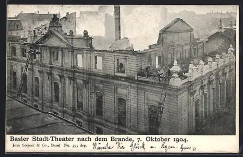 AK Basel, Das Stadt-Theater nach dem Brande 1904