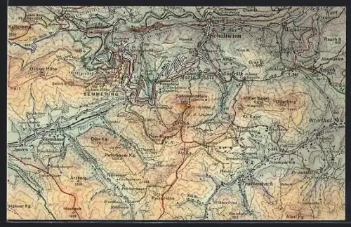 AK Semmering, Landkarte der Umgebung von Semmering