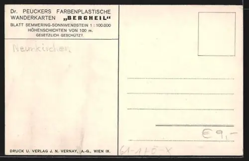 AK Semmering, Landkarte der Umgebung von Semmering