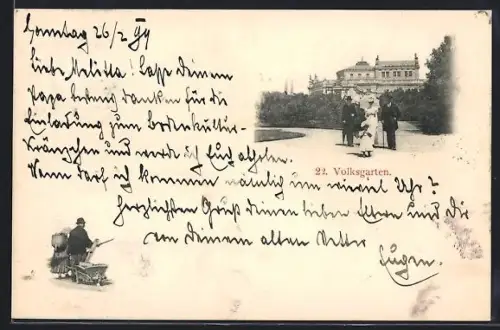 AK Wien, Partie im Volksgarten