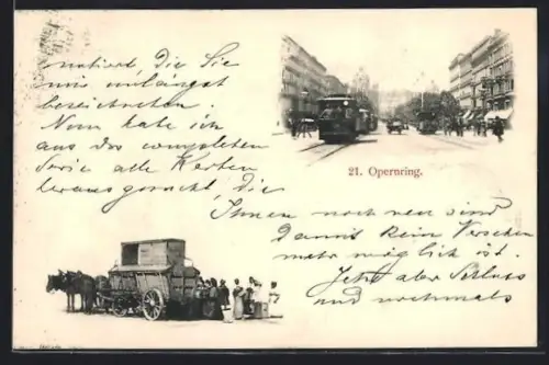 AK Wien, Opernring mit Strassenbahn