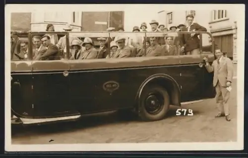 Foto-AK Shanklin, Lancia open coach of the Coombes Bros., Autobus