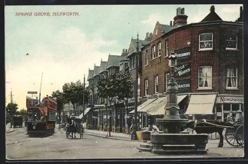 AK London, Isleworth, Spring Grove, Strassenbahn