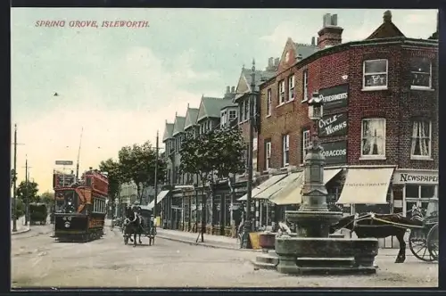 AK London, Isleworth, Spring Grove, Strassenbahn