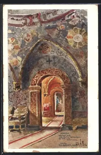 Künstler-AK Moscou, Salle de réception de Tzar Alexis Mikhailovich, Rotes Kreuz Russland