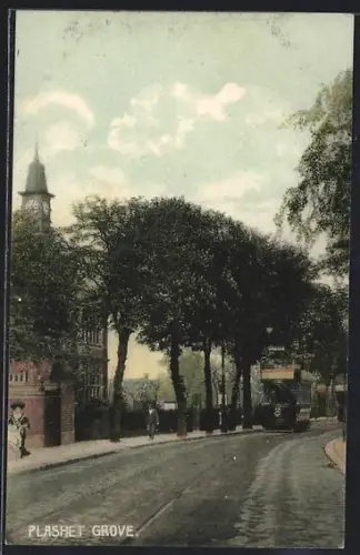 AK London, Plashet Grove mit tramway, Strassenbahn