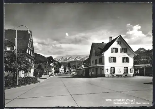 AK Nesslau / Togg., Bahnhofsplatz mit Churfirsten