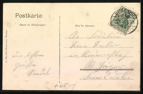 AK Burbach i. W., Gasthaus zum Schwan, Blick auf Bahnhof und Post