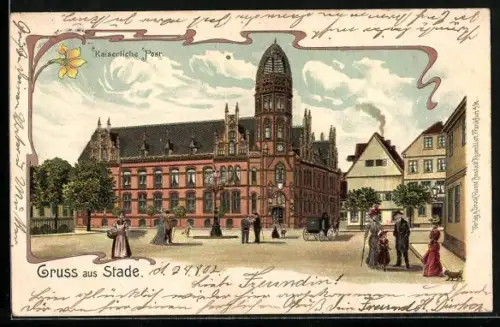 Lithographie Stade, Kaiserl. Post