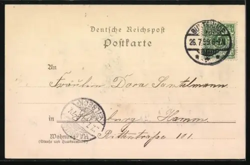 Lithographie Altkloster, Strassenpartie Eichholz mit Gasthof zur Deutschen Eiche, Hauptstrasse mit Gasthaus Waldschloss