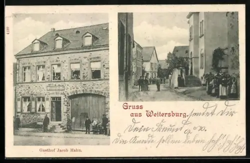 AK Weitersburg, Gasthof Jacob Hahn mit Strassenpartie