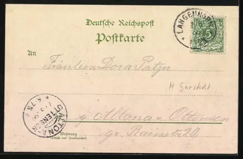 Lithographie Garstedt / Holstein, Gasthaus ZUr Ohe, Ansicht dert Terrasse mit Garten