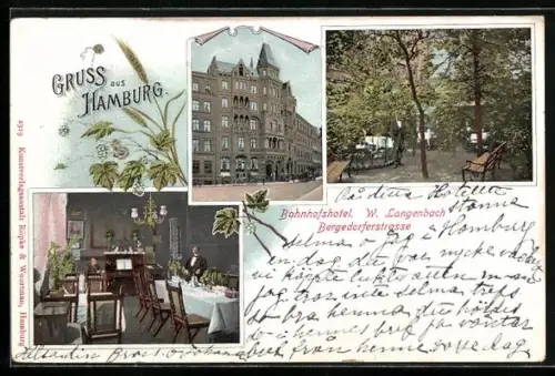 AK Hamburg-Bergedorf, Bahnhofshotel von W. Langenbach in der Bergedorferstrasse