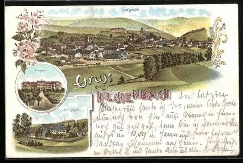 Lithographie Hilchenbach, Seminar, Stift-Keppel und Totalansicht