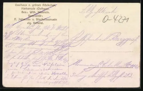 AK Harkerode, Gasthof Zum grünen Röckchen, Burg Arnstein