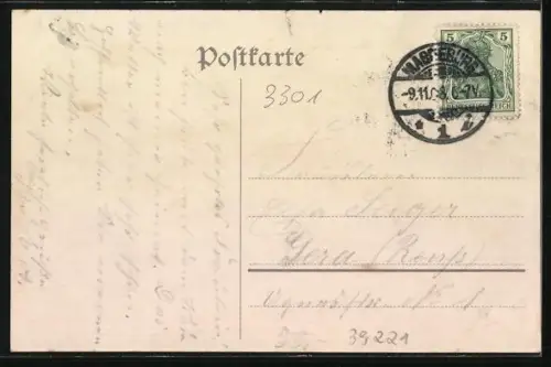 Lithographie Randau, Gasthaus zum Kaiser Wilhelm, Bes. Hermann Höpfner, Forsthaus