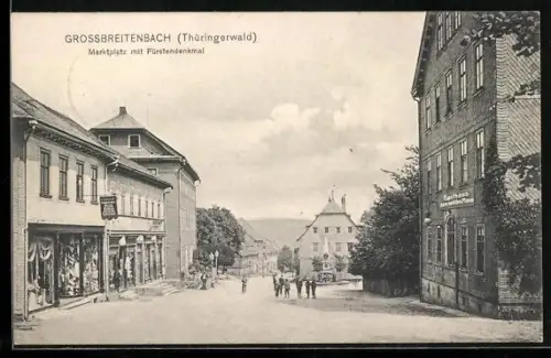 AK Grossbreitenbach, Strassenpartie mit Geschäften