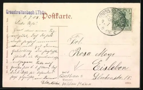 AK Grossbreitenbach, Strassenpartie mit Geschäften