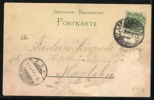 Lithographie Gössnitz / S.-A., Gasthaus Waidmannsheil, Bes. Emil Seifarth