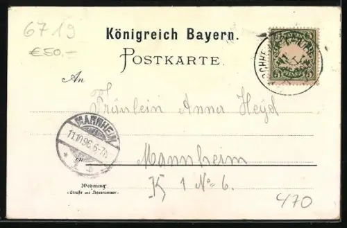 Lithographie Kirchheimbolanden, Schillerdenkmal, Schloss, Friedhofsdenkmal