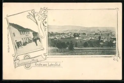 AK Lohnsfeld, Gasthaus zum Pflug, Blick über den Ort