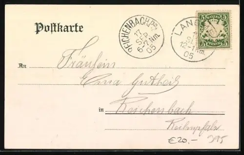 AK Langmeil, Gasthaus von Pet. Demmerle, Blick auf den Ort