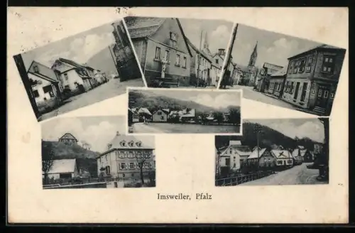 AK Imsweiler /Pfalz, Strassenpartie im Ort, Blick zur Kirche