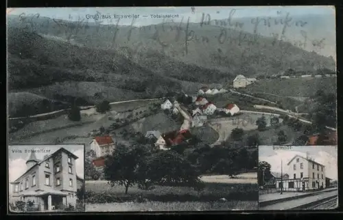 AK Imsweiler, Bahnhof, Villa Schweitzer, Blick auf den Ort