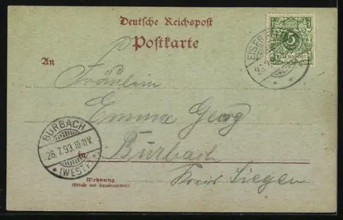 AK Eiserfeld, Gasthaus z. Deutschen Kaiser v. J. Speck, Strassenpartie mit Tapeten- u. Farbenhandlung Wilh. Simon