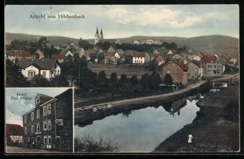 AK Hilchenbach, Hotel von Phil. Müller, Teilansicht