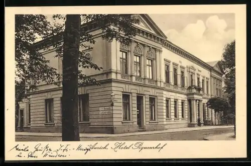 AK Aurich / Ostfriesland, Hotel Piqueurhof mit Bierquelle und Klein-Imbiss