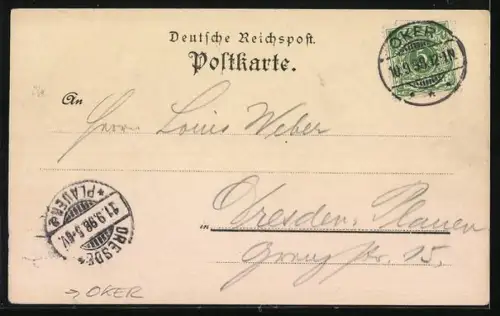 Lithographie Goslar, Gasthaus Waldhaus Ockerthal, Waldschenke, Romkerhaller-Wasserfall