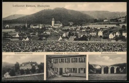 AK Ramsen /Rheinpfalz, Gasthaus v. Tauffkirchen, Bockbachbrücke, Schülerferienheim