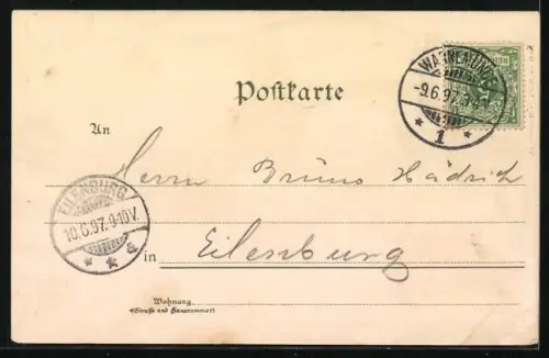 Lithographie Warnemünde, Gasthaus Wilhelmshöh, Panorama mit Hotels, Westmoole