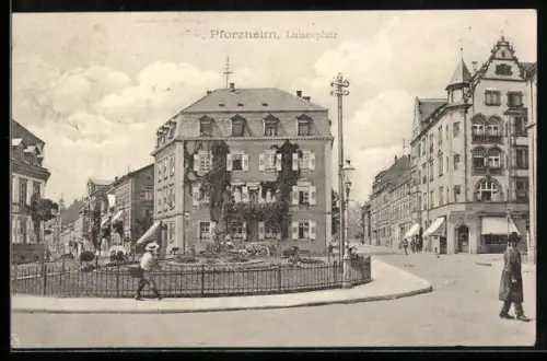 AK Pforzheim, Strasseneck am Luisenplatz