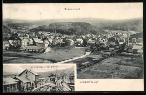 AK Eiserfeld, Bahnhofsrestaurant Eg. Schultes, Totalansicht