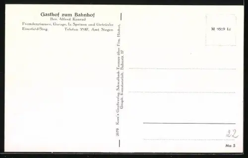 AK Eiserfeld /Sieg, Gasthof zum Bahnhof, Bes. Alfred Konrad, Strassenbahn