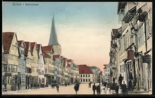 AK Uelzen, Gudesstrasse mit Blick zur Kirche