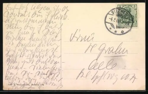 AK Uelzen, Gudesstrasse mit Blick zur Kirche