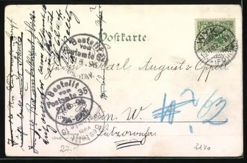 Lithographie Wyk a. Föhr, Strandpartie und Strandallee, Gesamtansicht