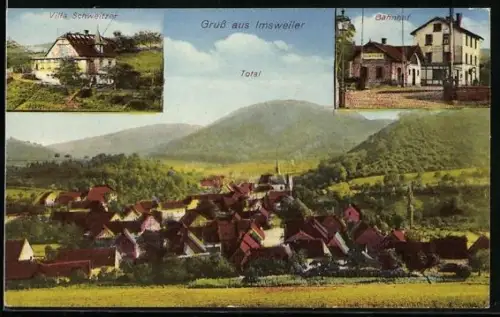 AK Imsweiler, Bahnhof, Villa Schweitzer und Gesamtansicht