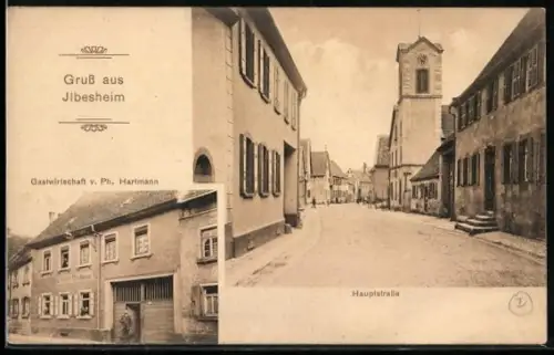 AK Ilbesheim / Pfalz, Gasthaus v. Ph. Hartmann, Häuser an der Hauptstrasse