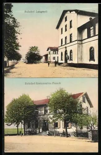 AK Langmeil, Bahnhof und Bahnhof-Restaurant Franck