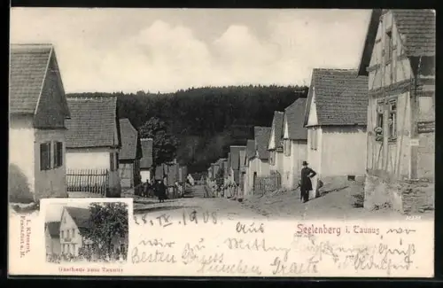 AK Seelenberg i. Taunus, Strassenpartie und Gasthaus zum Taunus