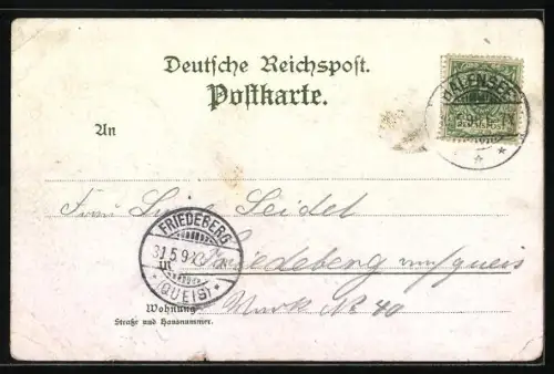 Lithographie Berlin-Grunewald, Bahnhof, Bier-Ausschank, Eisenbahn, Fahrrad, Station für Radfahrer, Kühe