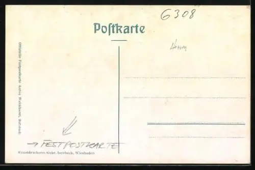 AK Butzbach, Festpostkarte vom Heimatpflege- und Trachtenfest 1906, Frau in Hüttenberger Tracht, Marktplatz u. Hexenturm