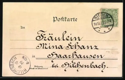 Lithographie Eiserfeld, Totalansicht des Ortes, Kirche und Grube Kaiserschacht