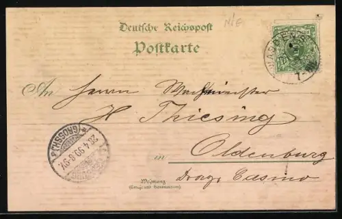 Lithographie Waddens, Schmale`s Gasthof & Post, Gasthaus Ant. Reumann, Mühle