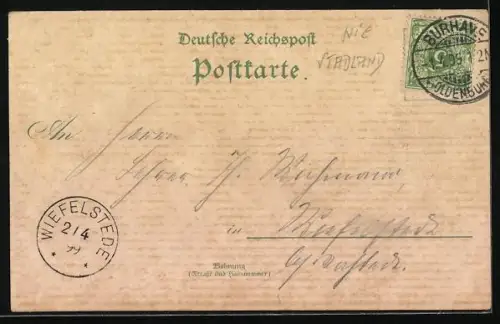 Lithographie Seefeld / Oldenburg, Kaiserl. Post, Maas Hotel, Kirche und Strassenpartie mit Kutsche