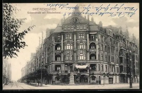 AK Bremerhaven, Kaiserstrasse mit Jahndenkmal